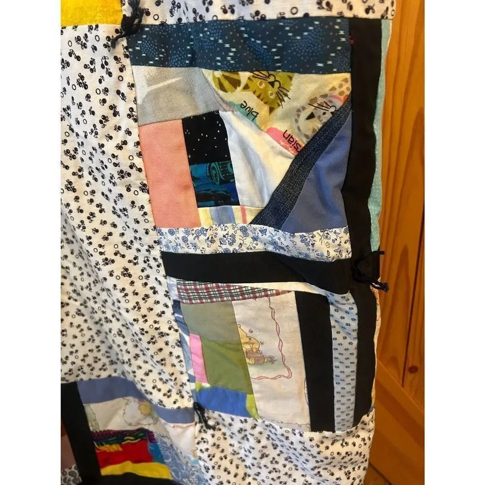 Handmade Quilt Black Backing Maine Coon Cats Winnie The Pooh 77.5x61 READ (5363)